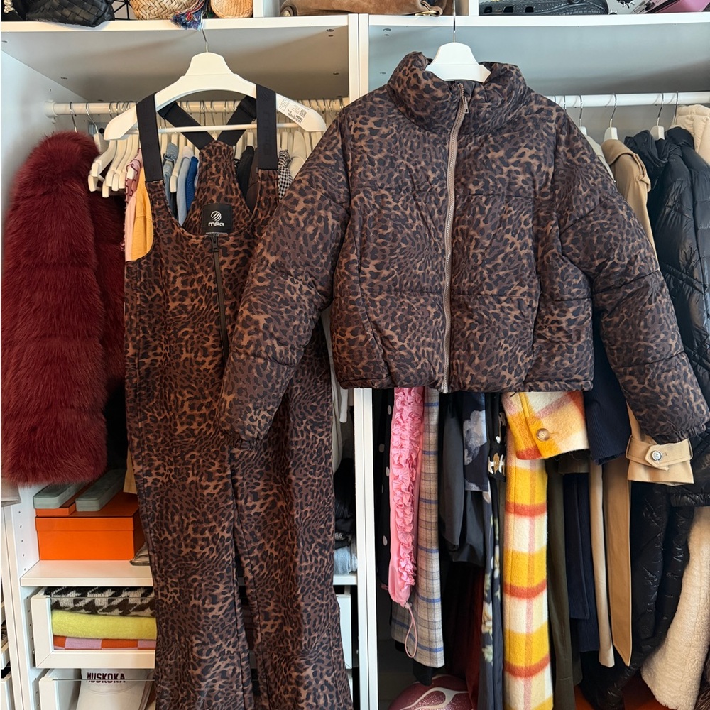 MPG Brown Leopard ski Jacket and pants